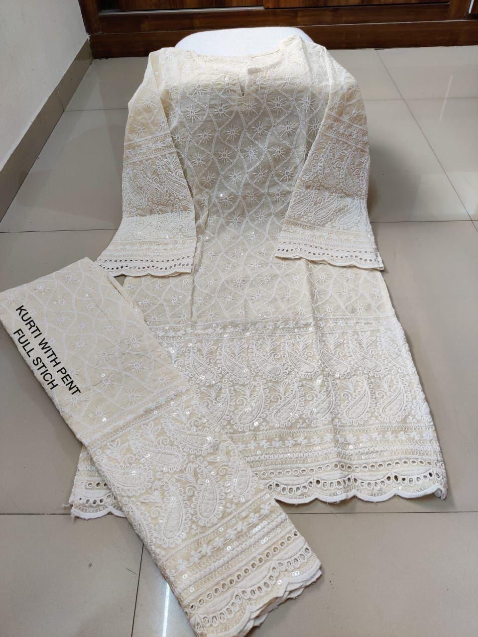 Cream Kurta Lucknowi Aligadhi Pant main image 0