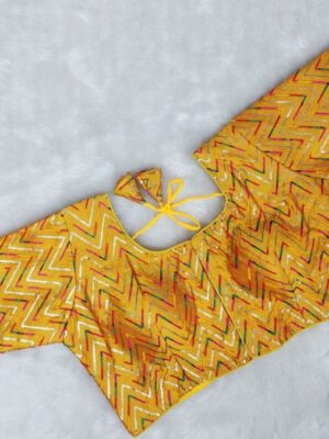 Zigzag embroidered silk blouse