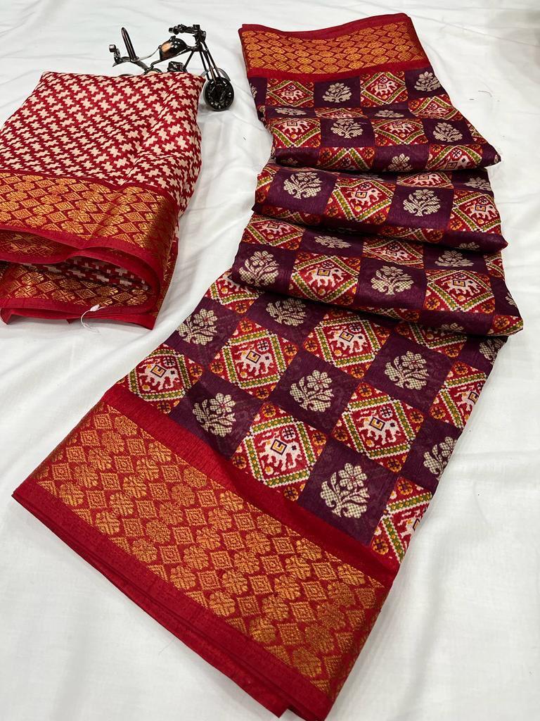 Block print saree - Disami Trends