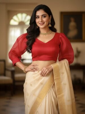 Puff sleeve organza Blouse