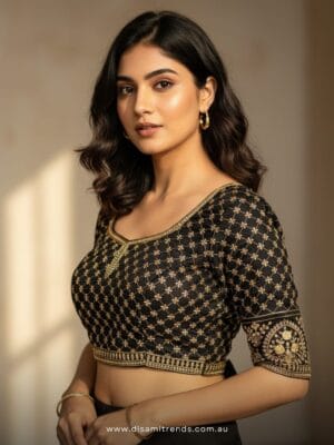 Golden sequin embroidered blouse