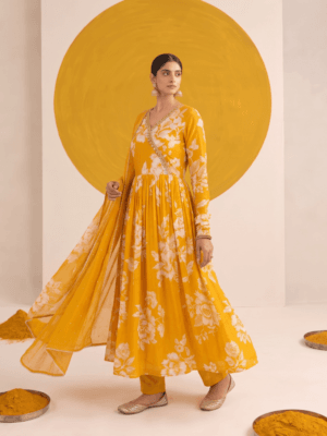 Angrakha style silk suit