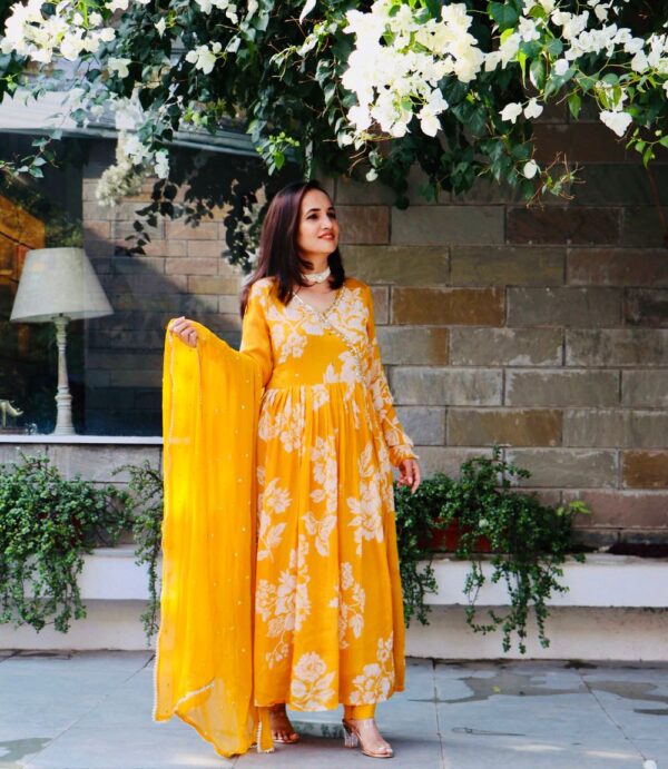 Angrakha style silk suit - Image 2