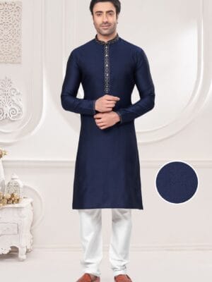 Silk jacquard fabric textured kurta with pajama