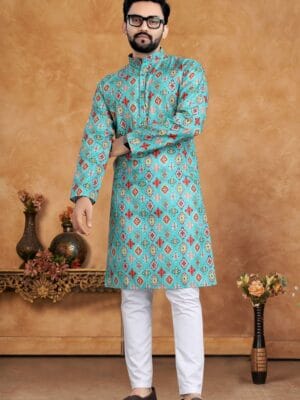 Crochet Digital print kurta pajama