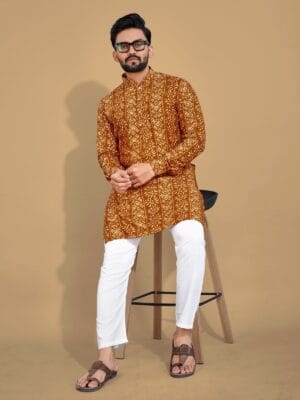 Soft cotton foil print kurta pajama