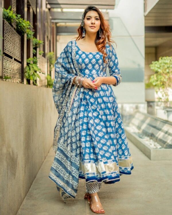 Anarkali suit with dupatta and pant