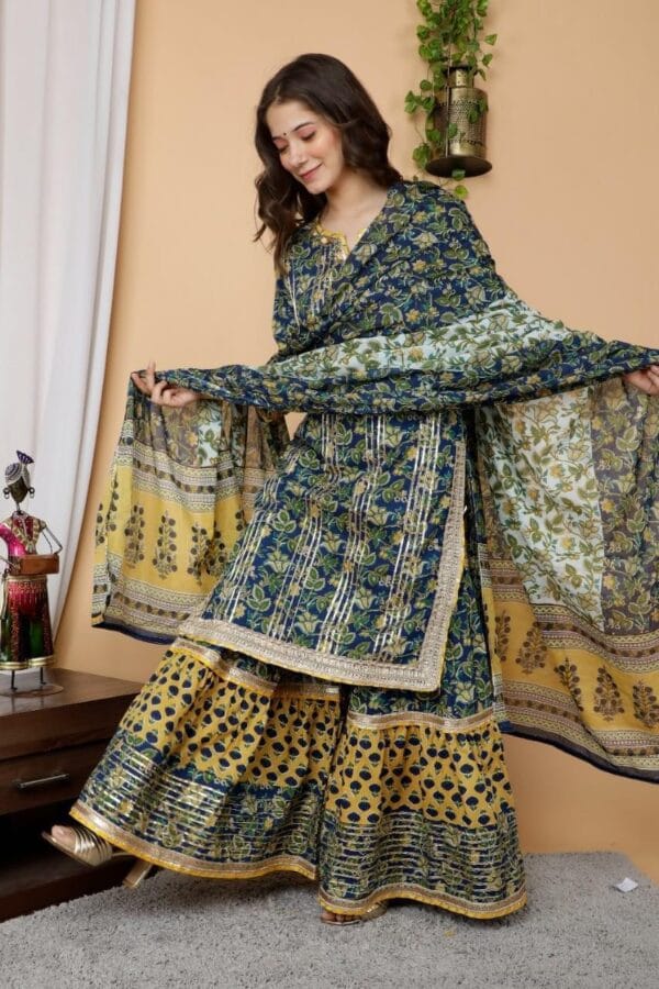 Heavy cotton sharara with gota patti work - Image 2