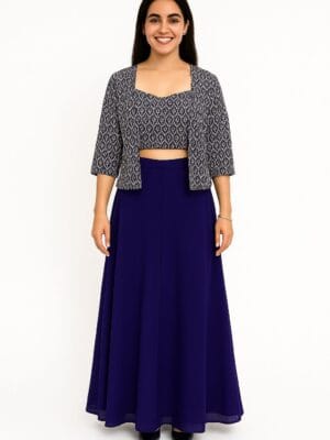 Crop top with jacket and palazzo